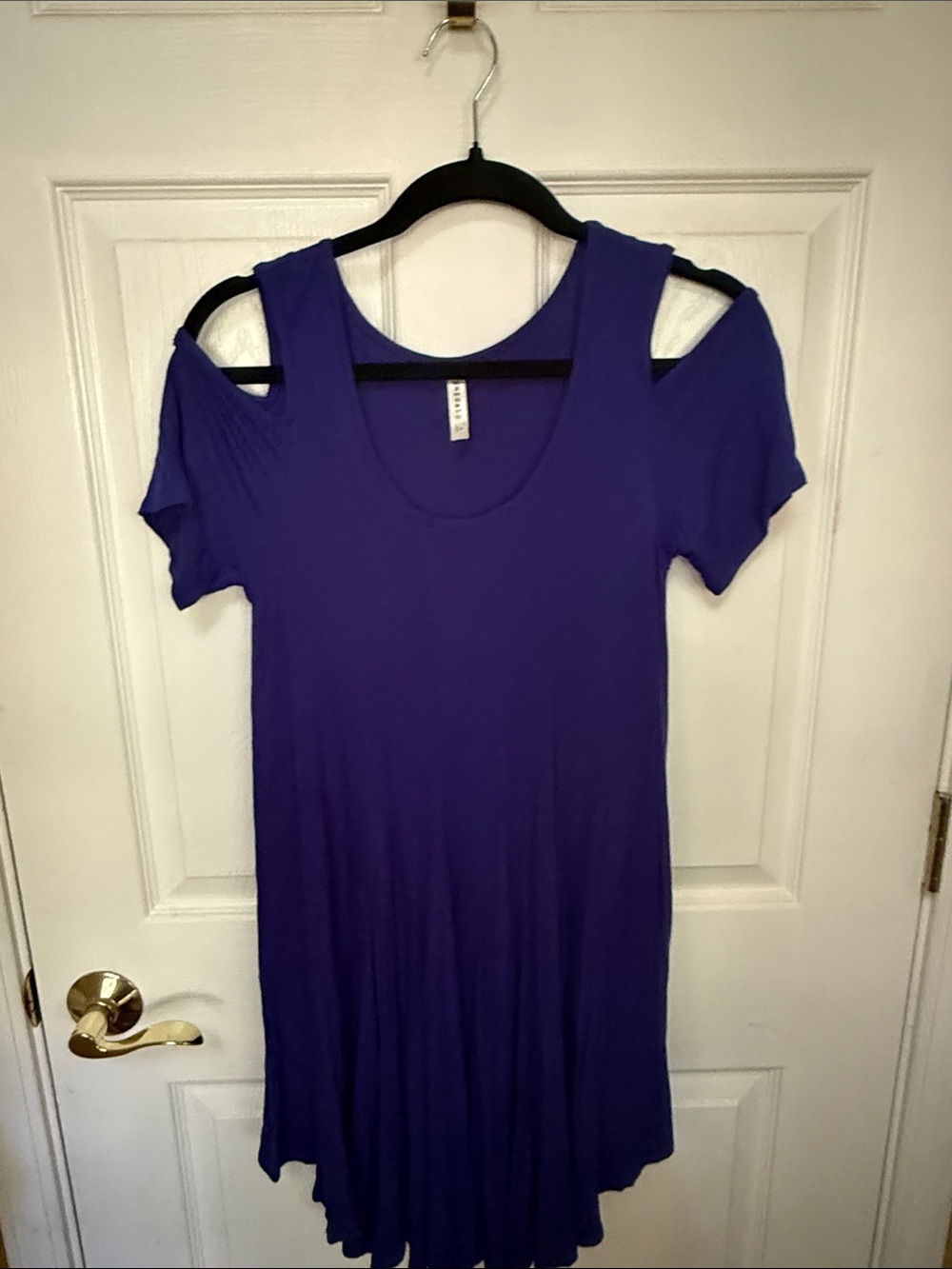 Emerald Purple Cold-Shoulder Scoop Neck Tunic